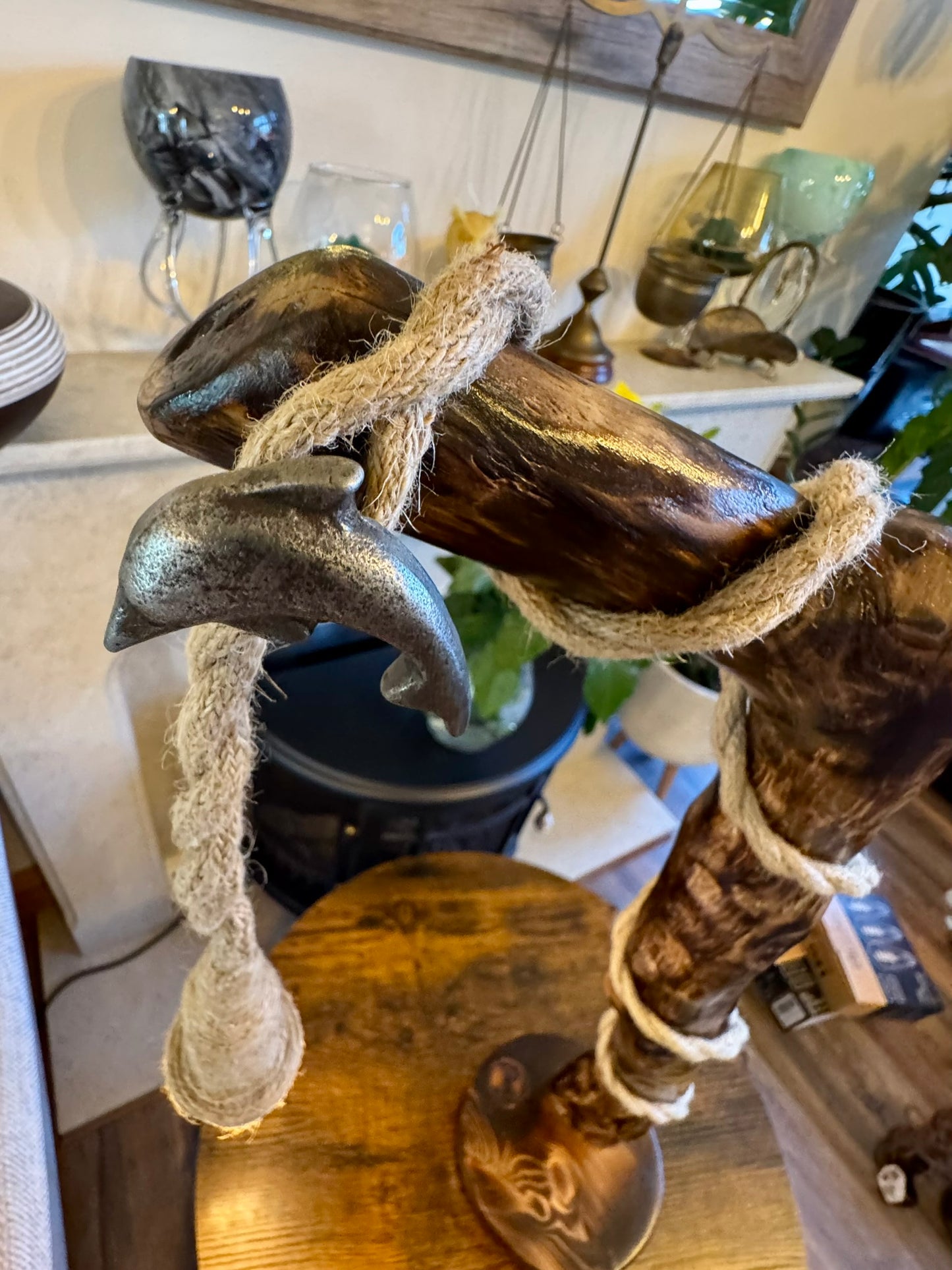 "Rustic Wooden Rope Lamp – Handcrafted Nature-Inspired Lighting"