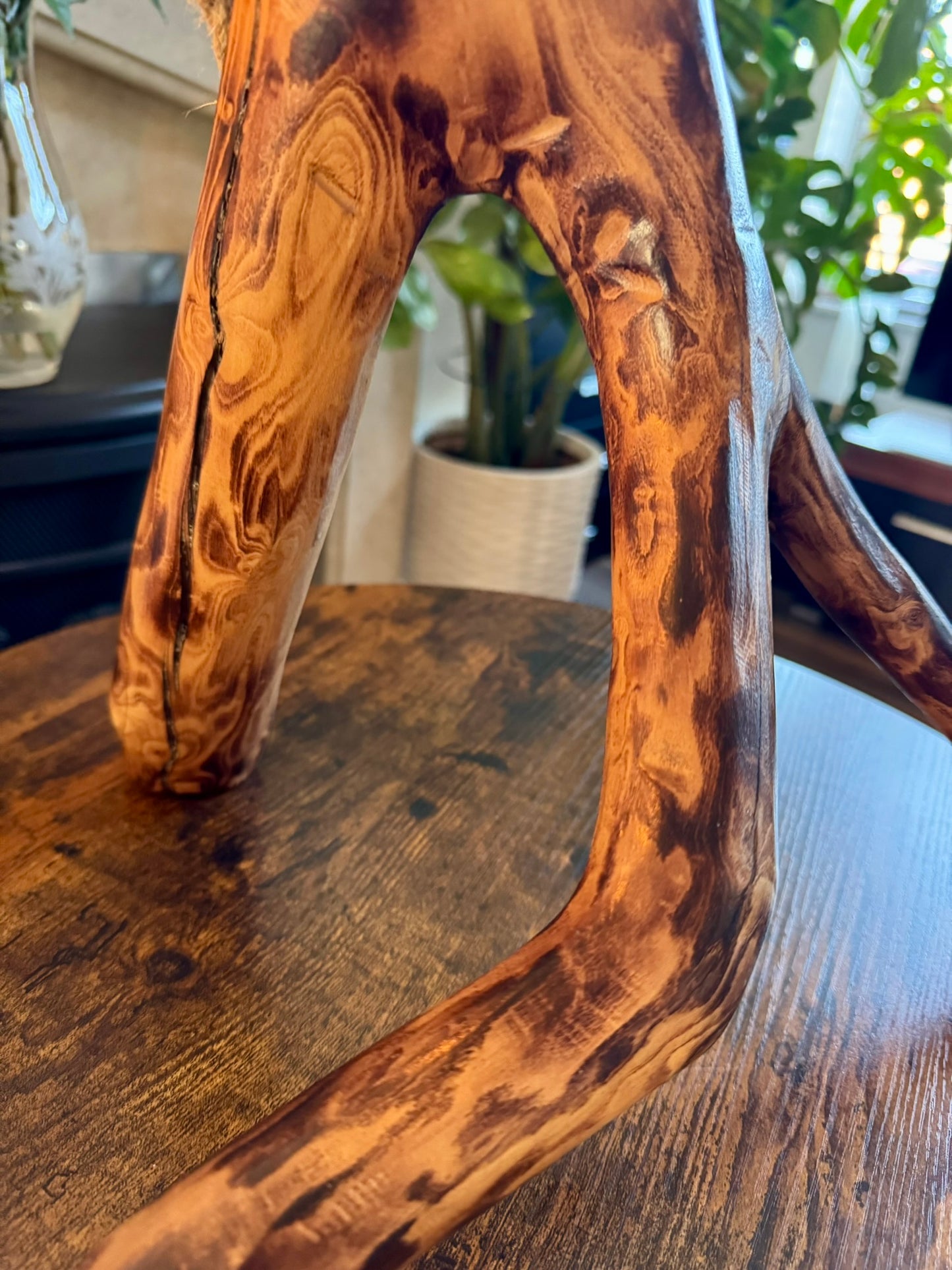 Rustic Wooden Lamp with Vintage Bulb 💡