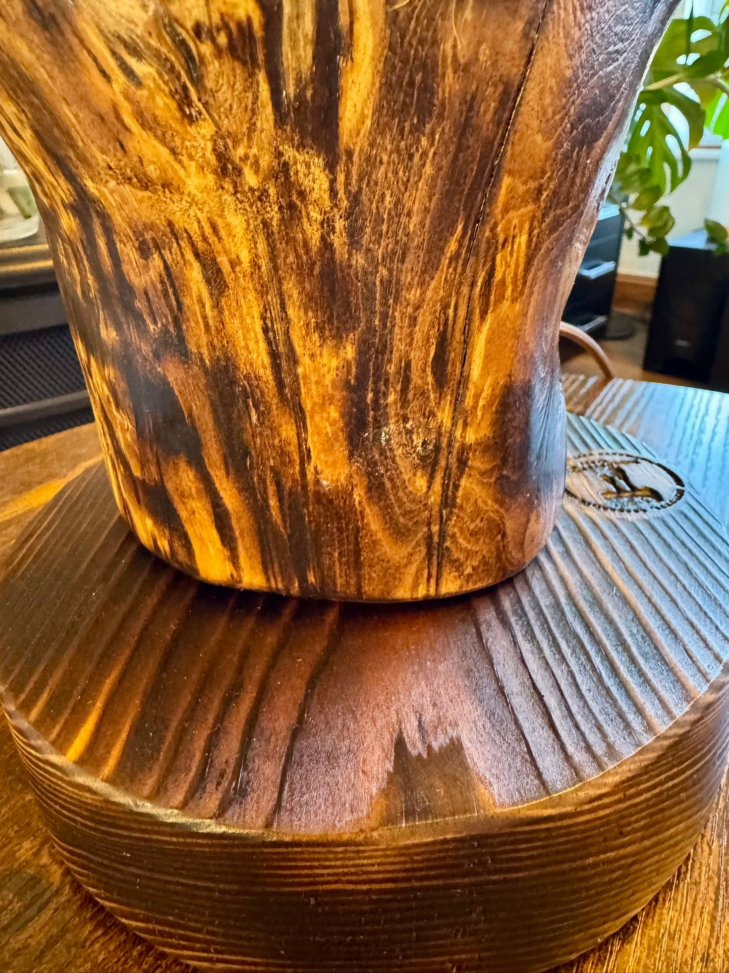 Apple Wood Lamp with Dragonfly Accent 🪰 – Unique Handmade Lighting