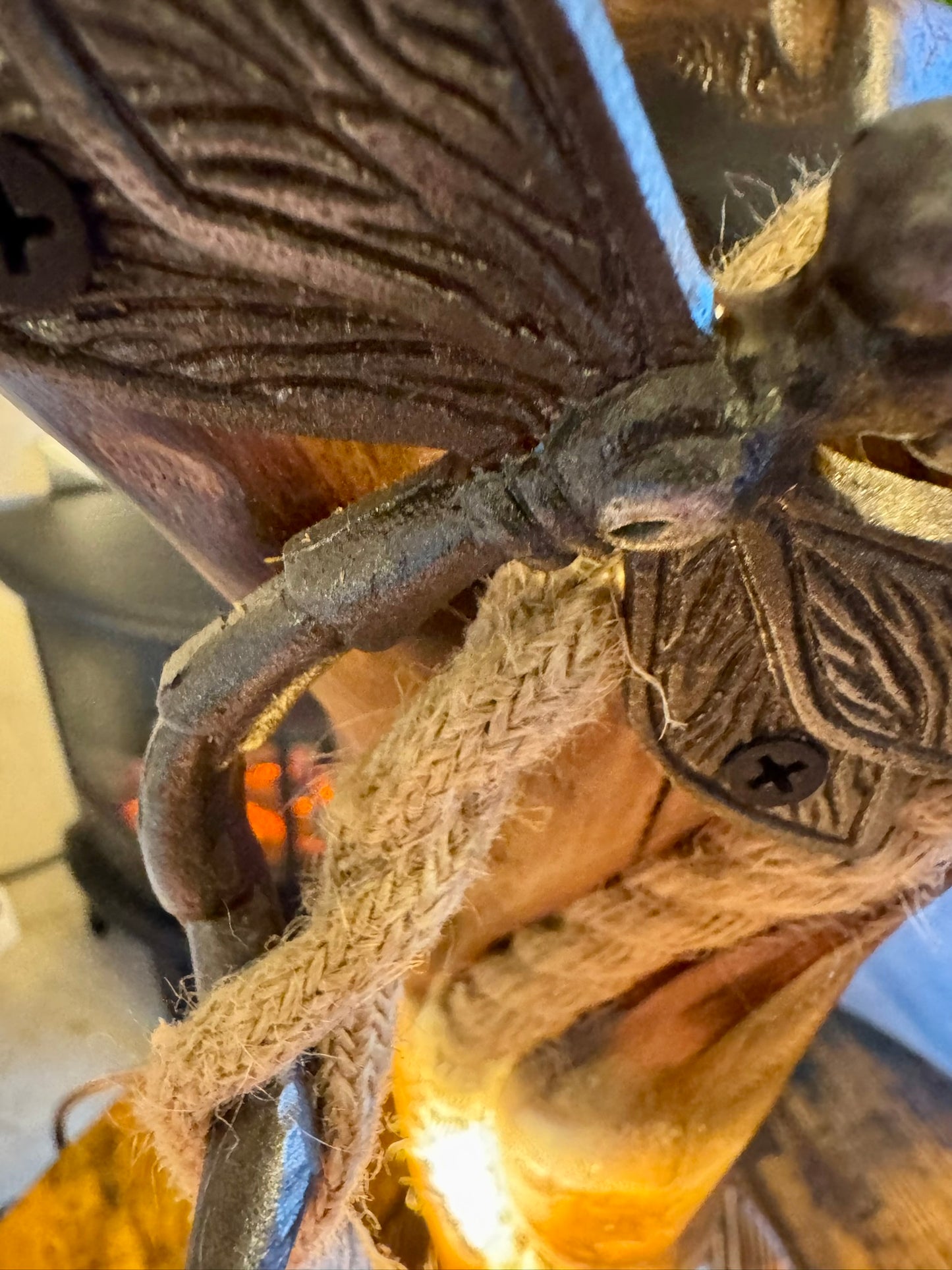 Handmade Applewood Lamp with Dragonfly Accent 🍏🪵✨