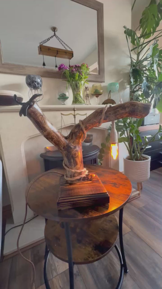unique handmade wooden lamp