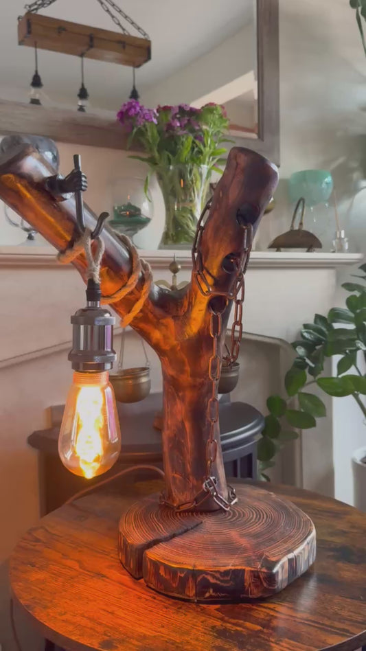 unique handmade wooden lamp